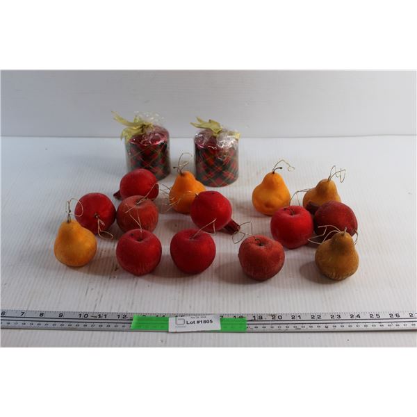 Christmas Fruit Ornaments and Candles