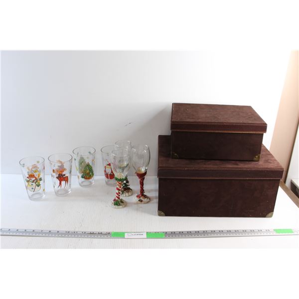Christmas Goblets, Glasses and Storage Boxes with Lids