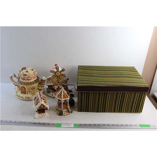 Ceramic Christmas Tea Pot, Decor and Storage Box with Lid