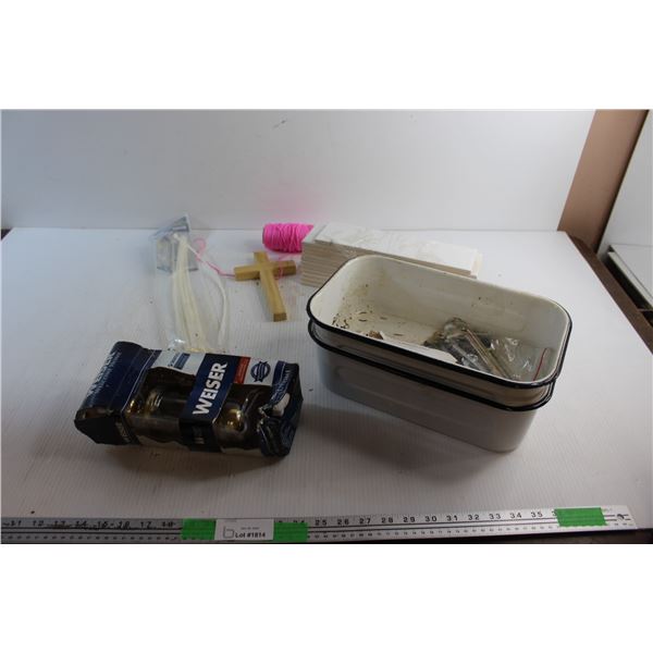 Door Knob Set, Zip Ties, Thread, Wooden Cross, Enamel Trays, Ceramic Tiles and Misc.