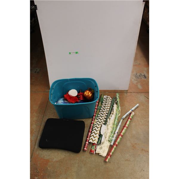 *Gift Wraps, Plastic Tote, Christmas Ornaments, Cushion and Misc.