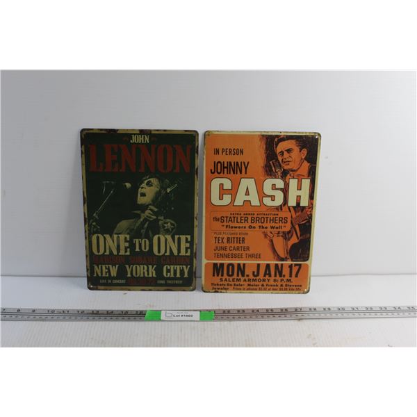 John Lennon and Johnny Cash Signs 12'' x 8''