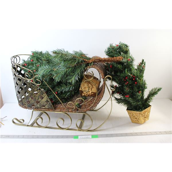 *Sled Christmas Decoration and Small Tree