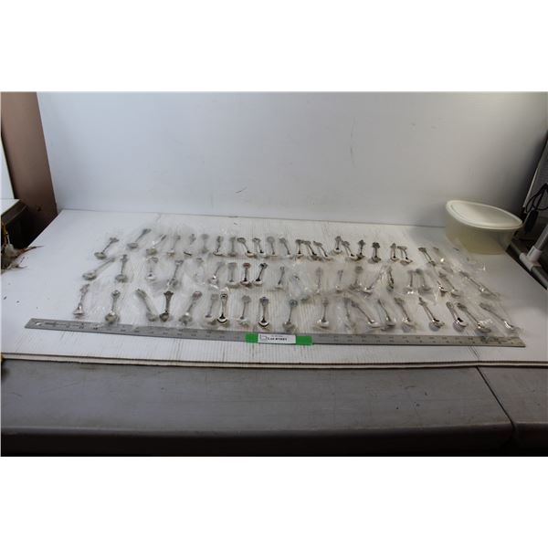 Decorative Spoons and Plastic Container