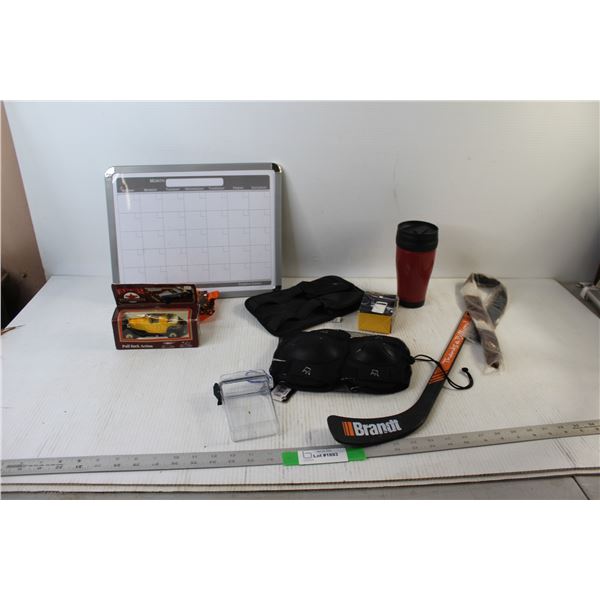Dry Erase Calendar, Coffee Cup, Knee/Elbow Pads, Mini Stick, Old Timer Pull Back Action Car