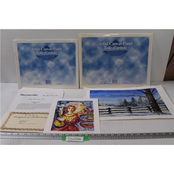 Zamy Steytnovitz Print w/Certificate & M. Berg Winter Print & (2) Art Canvas - Assorted Sizes