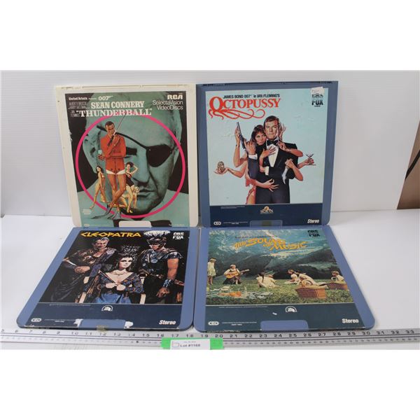 (4) Record Video Discs: James Bond, Cleopatra, Sound of Music