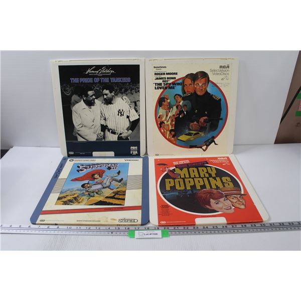(4) Record Video Discs: Yankees, Superman III, Mary Poppins, James Bond