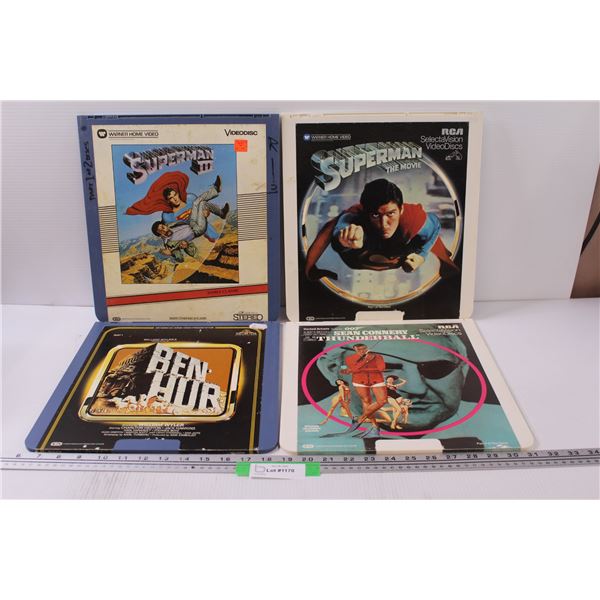 (4) Record Video Discs: Ben-Hur, Superman, James Bond