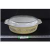 Image 1 : PYREX Gold Medallion Pattern Dish w/Lid - 12" x 3" x 8"