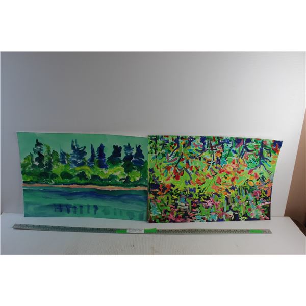 (2) Modern Art Paintings 20'' x 14''- Artist : Donna E. Crawford