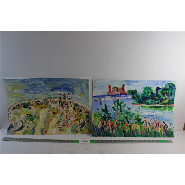 (2) Modern Art Paintings 20'' x 14''Artist : Donna E. Crawford