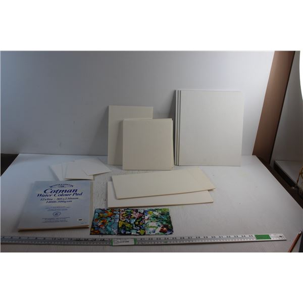 (3) Paintings 4.5" x 3.75" - Artist : Donna E. Crawford, Sketch Pad, Extra Canvas Pieces