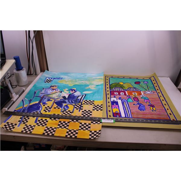 (2) Paintings 20" x 26", 22.5" x 30" - Artist : Donna E. Crawford