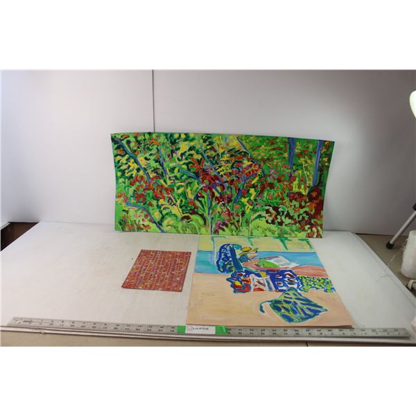 (3) Donna Crawford Acrylic Paintings, Various Sizes