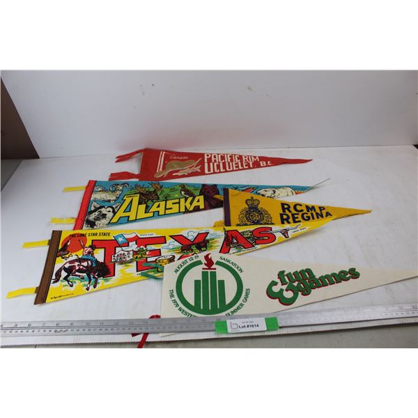 (5) Various Pennants, RCMP Regina, Texas, Misc.