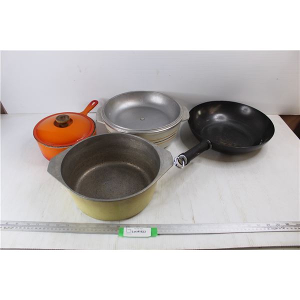 (4) various Pots/ Pans, Super West Bend Health, Misc.