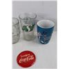 Image 3 : (5) Various Drinking Glasses/ Coffee Cups, Vintage Coca- Cola Pin Badge