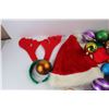 Image 2 : Lot Of Various Christmas Items, Reindeer Antler Headband, Santa Hat, Various Christmas Tree Decorati