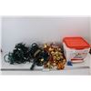 Image 1 : Two Bundles Of Clear Christmas Lights- Unknown Length, Various Christmas tree Balls, Misc.