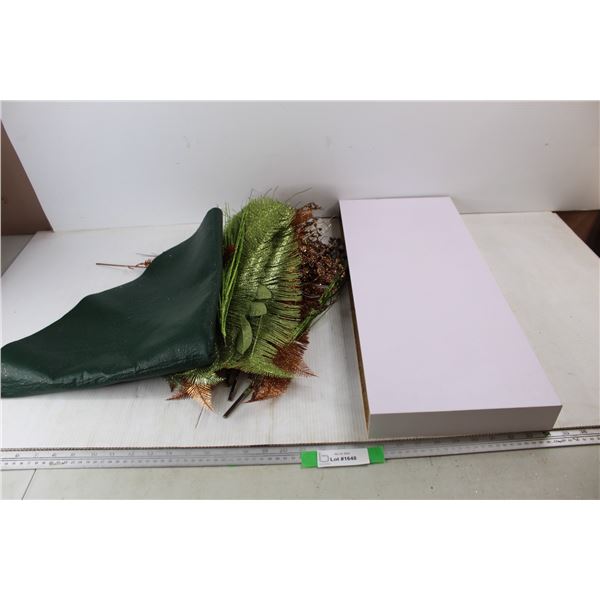 Ikea Wall Hung Shelf, 10'' x 24'' x 2.5'', Various Glittery Artificial Christmas Plant Decor