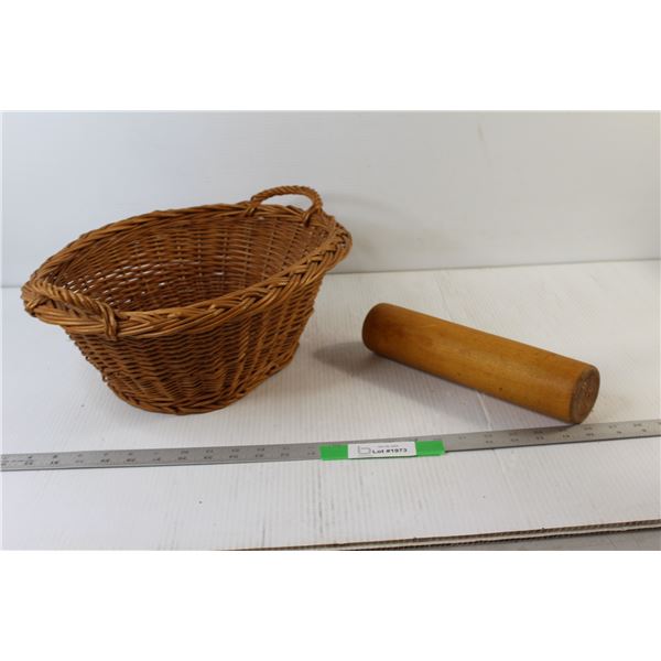 Wicker Basket and Rolling Pin