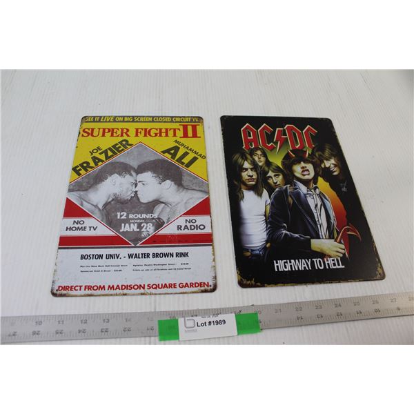 (2) Signs - Muhammad Ali and ACDC - 8" x 12"