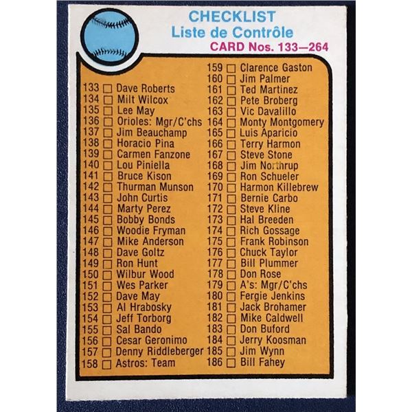 1973 O-PEE-CHEE CHECKLIST