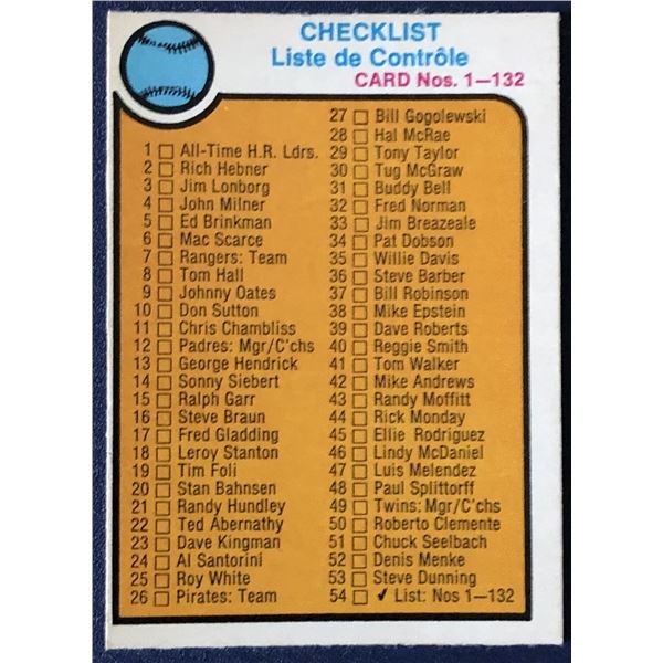 1973 O-PEE-CHEE CHECKLIST