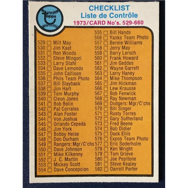 1973 O-PEE-CHEE CHECKLIST