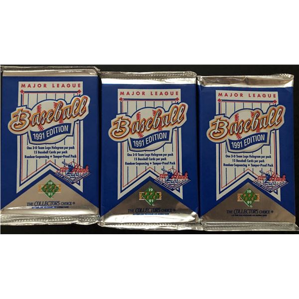 1991 UPPER DECK BASEBALL FOIL PACKS (3)