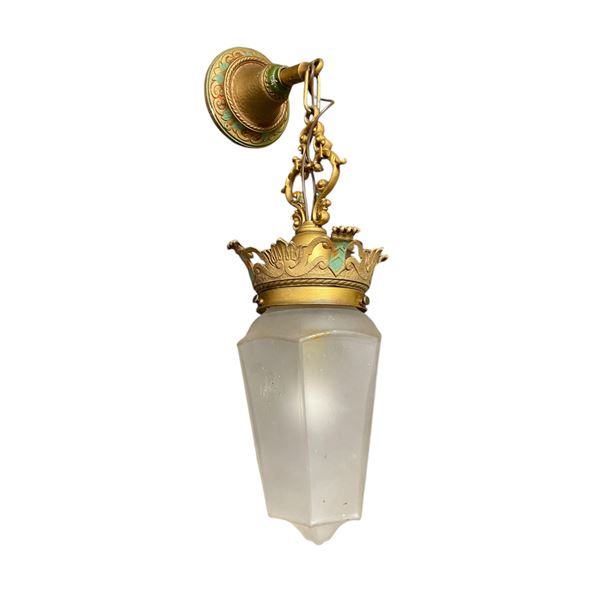 Art Deco Brass Light Fixture With Shade