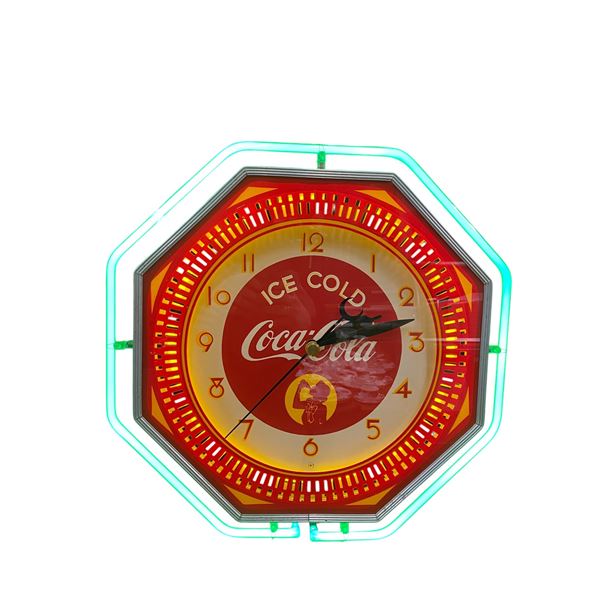Rare 1970S NOS Ice Cold Coca Cola Silhouette Girl Light Up Neon Clock, Working