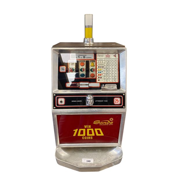 Vintage Sands Atlantic City 25 Cent Slot Machine With Indian Head, Model J400
