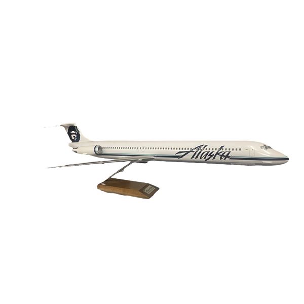 Vintage Alaska Airlines Model Airplane On Wood Base