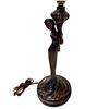 Image 2 : Vintage Bronze Figural Lamp With Uranium Glass Shade