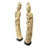 Image 2 : Pair Of Large Vintage Resin Japanese Geisha & Wiseman On Wood Base, Signed