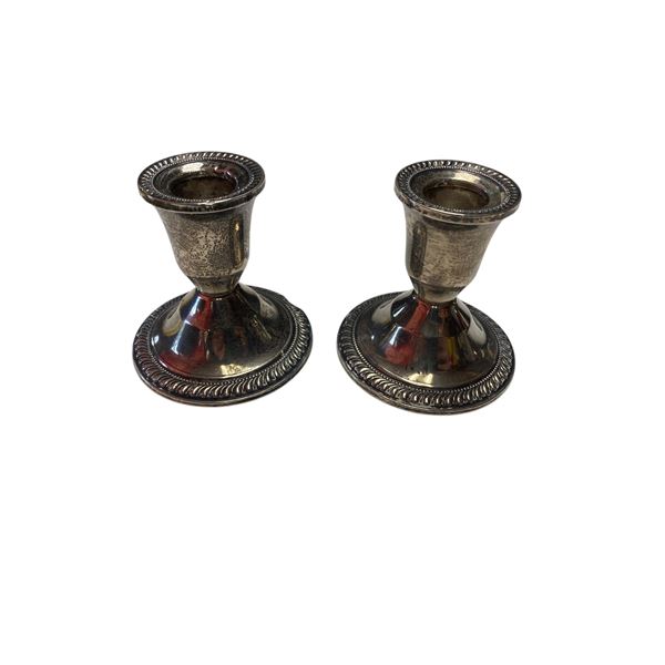 Pair Of Sterling Silver Weighted Candlestick Holders