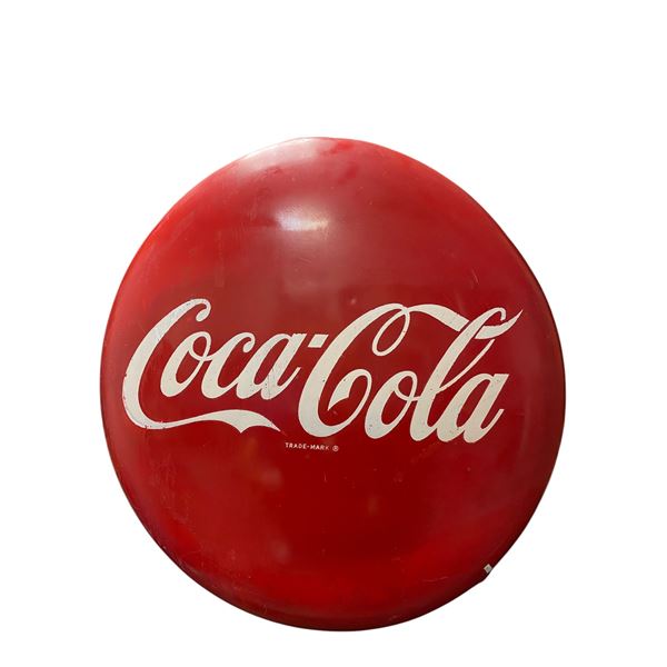 Vintage Metal Coca Cola Button Advertising Sign