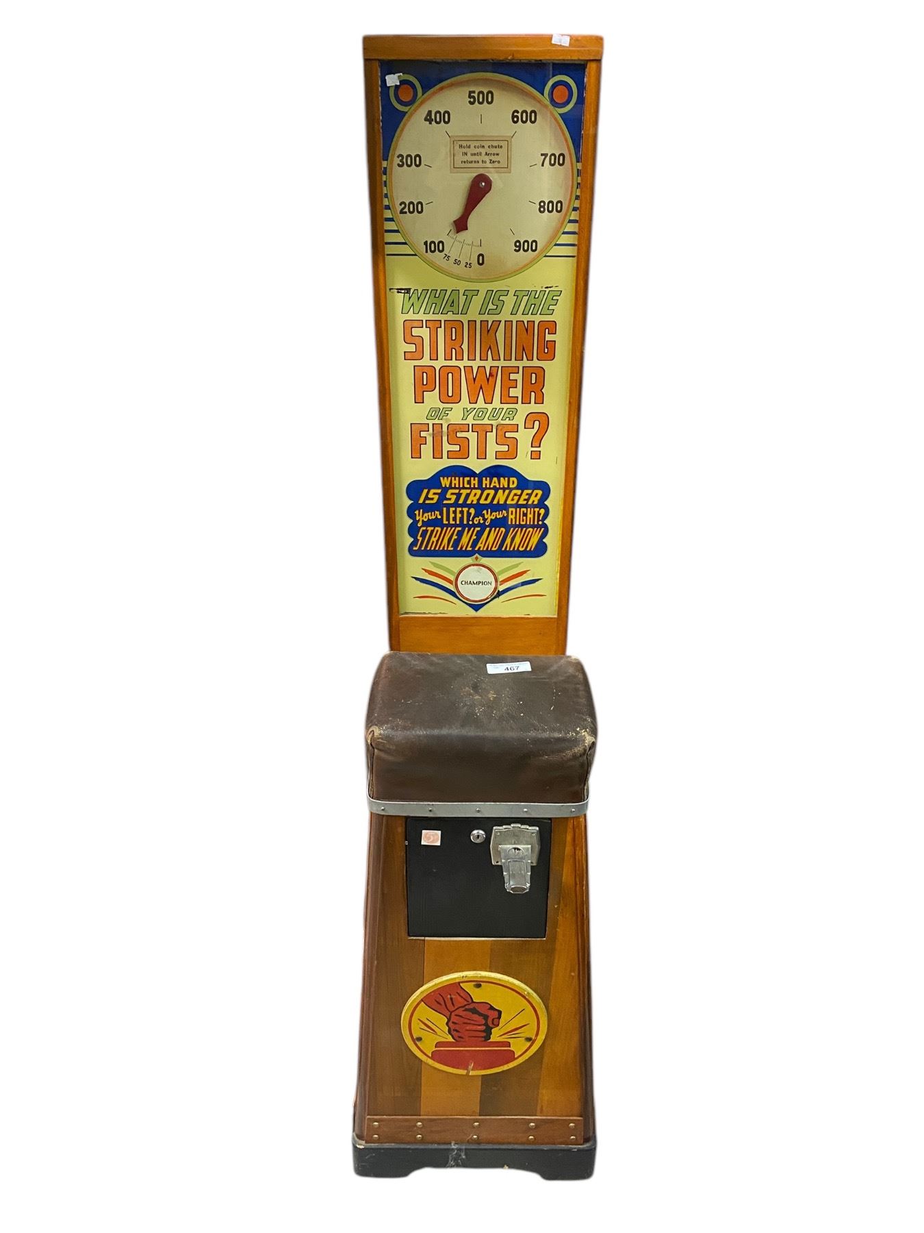 Early Champion Coin Operated Strength Testing Machine