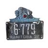 Image 1 : 1932 Manitoba License Plate With Manitoba Motor League Buffalo Topper