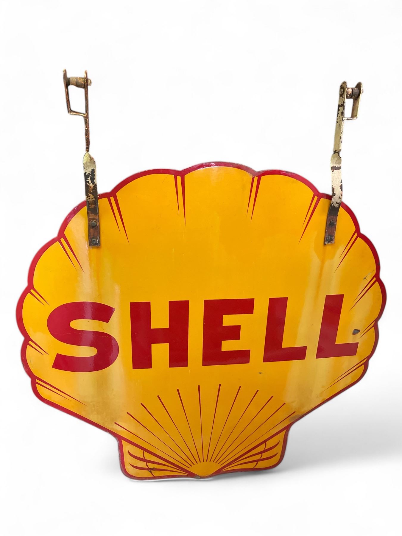 Vintage Porcelain On Steel Double Sided Shell Advertising Sign With ...