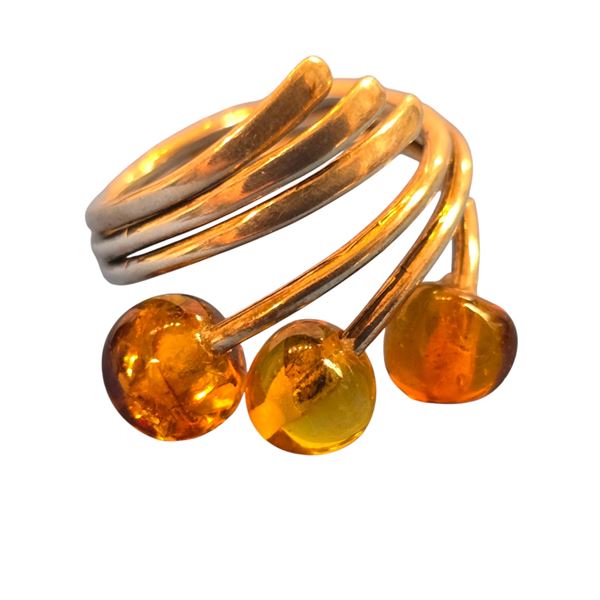 Sterling Silver Ring With Amber