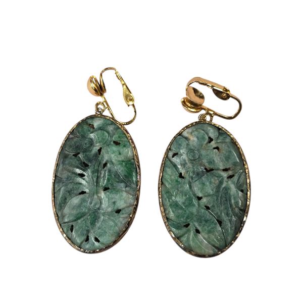 Pair Of Carved Stone Earrings