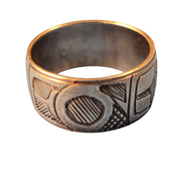 Carved Silver Native Ring