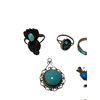 Image 2 : 2 .925 Silver Turquoise Pendants & 5 Rings