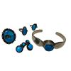 Image 2 : .950 Silver & Turquoise Bracelet With .925 Silver Earrings & Turquoise Rings