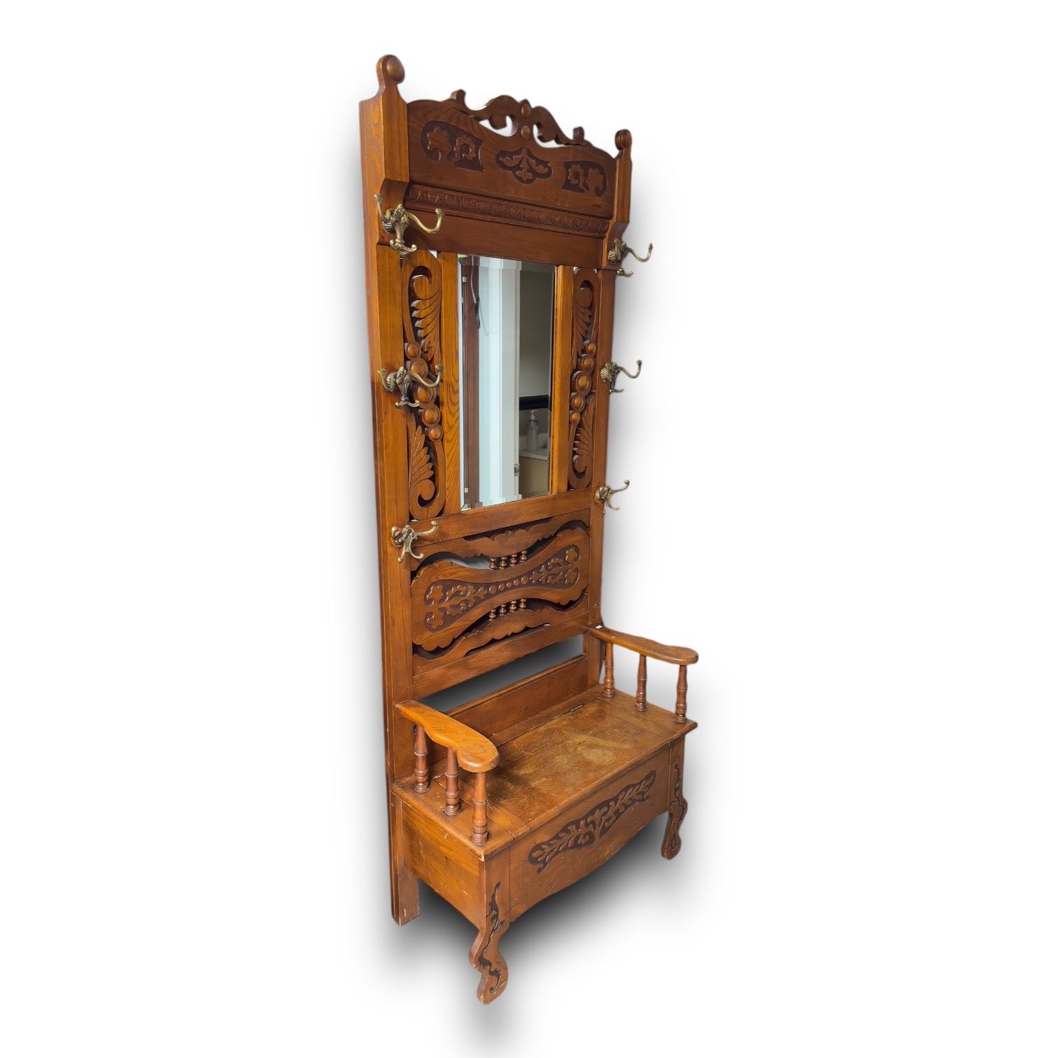 Vintage Mirror Back Hall Rack - The Mad Picker Antiques & Collectibles