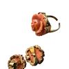 Image 2 : 18K Gold Carved Coral Rose Earrings & Ring