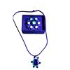 Image 2 : Celebrity Brooch & Rhinestone Necklace With Uranium Glass Stones, 14K Gold Plated Chain